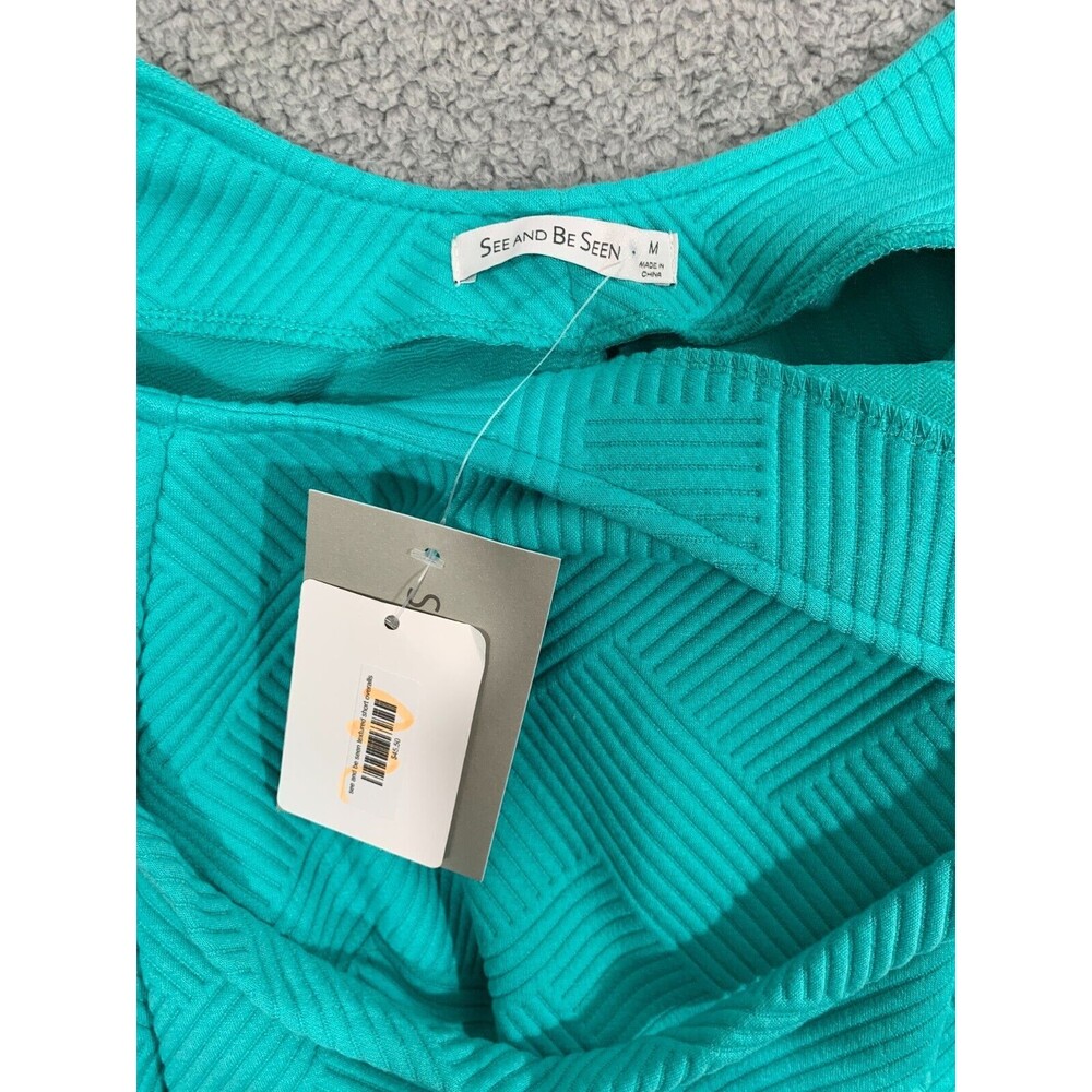 NWT Seen Be Seen Medium (M) Blue Soft Overall Shorts Adjustable Strap Boutique - Picture 5 of 14